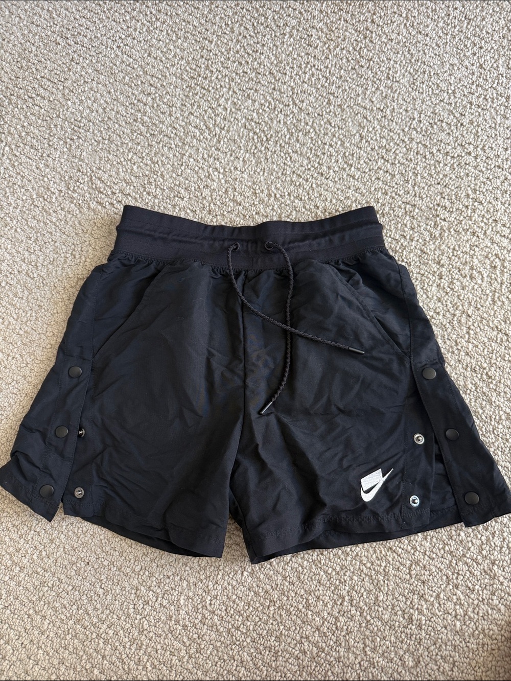 Nike Black Athletic Snap-Panel Breakaway Drawstring Shorts